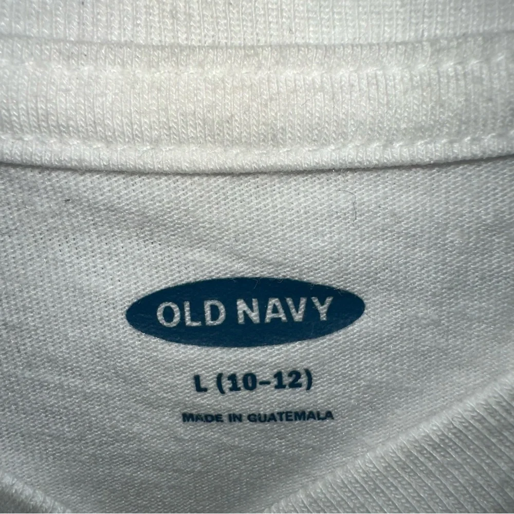 Old Navy White Graphic Kids Tank Top Size Large 10-12